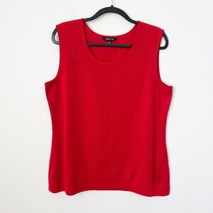 Misook Scoop Neck Sleeveless Knit Shell Tank Womens Large Red